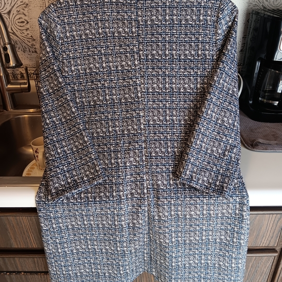 Women's Black and White And Blue Tweed Jacket - Picture 6 of 6